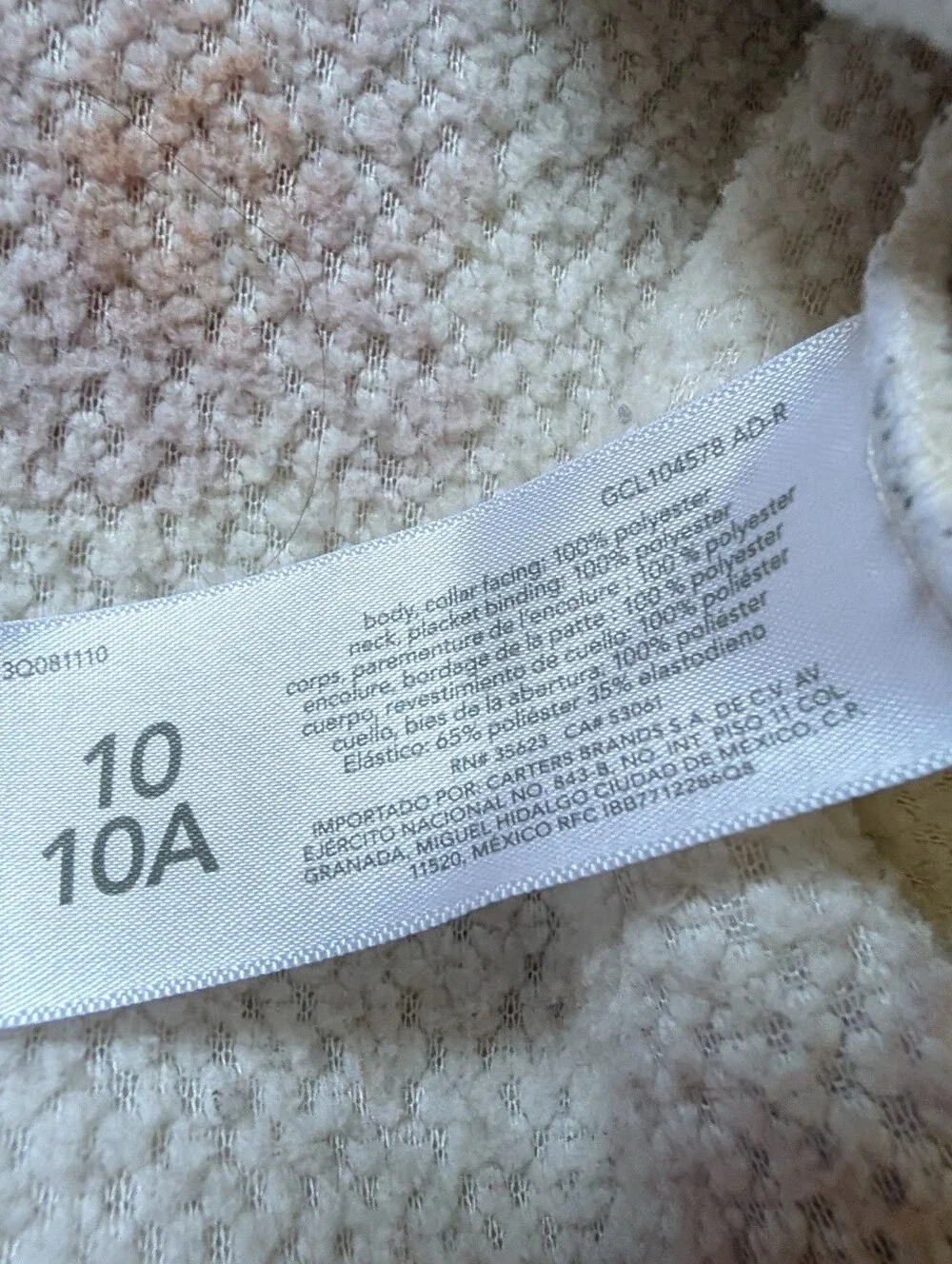 OshKosh B'gosh Sherpa Pullover 10 Cream Mauve Cozy Cute Warm Fall